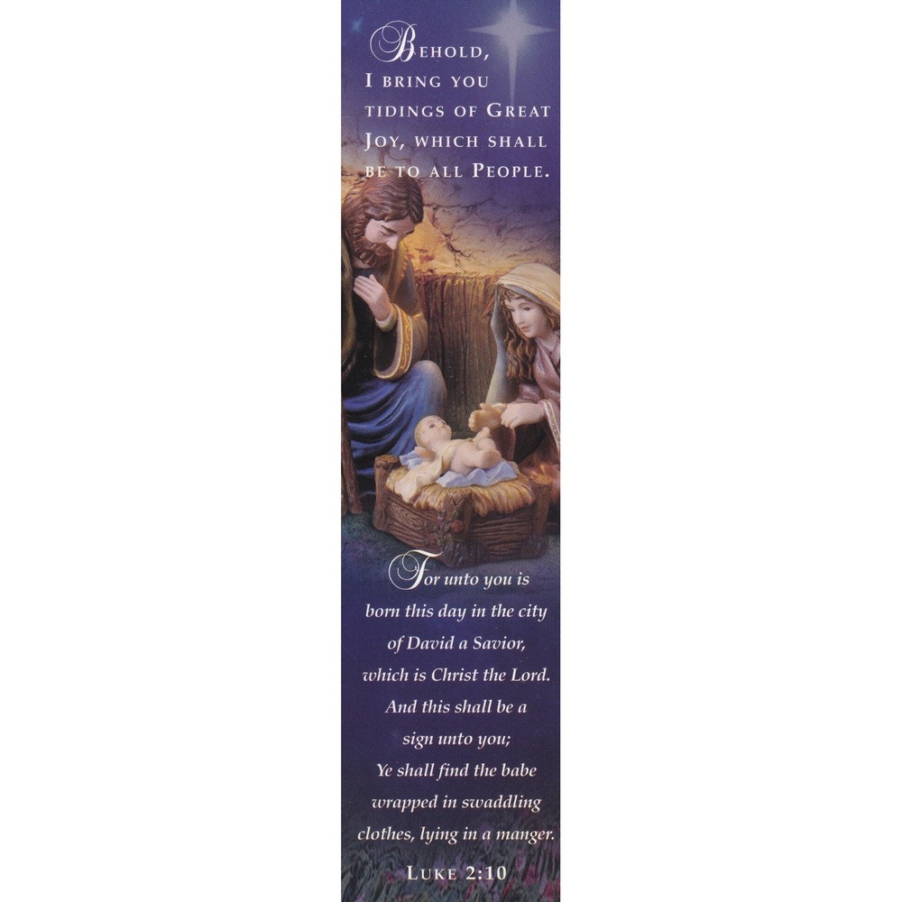 Thomas Kinkade Nativity Bookmark Luke 2:10 Traditional Cottagecore Inspirational